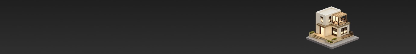 우측에 불이 켜진 집 오브제 이미지